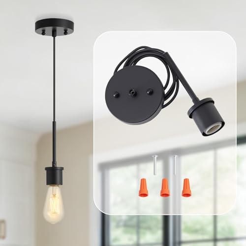 Luvkczc Pendant Light Kit, E26 Lamp Socket Vintage DIY Pendant Light Cord, Semi Ceiling Hanging...