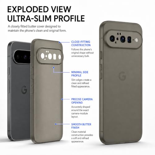 Image of FIRST MART Back Cover for Google Pixel 10 | Ultra-Thin Frosted Matte Semi-Transparent Silicone Case, Anti-Slip Grip, Precise Fit | Grey
