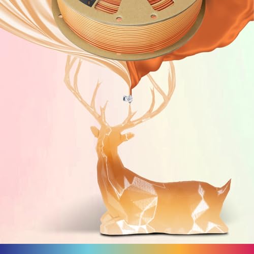 Image of OVERTURE Silk PLA Filament 1.75mm, Clog-Free Shiny, Metallic Shine 3D Printer Filament, 1kg Spool (2.2lbs), Ideal for Cosplay Jewelry & Home Decor (Silk Caramel)