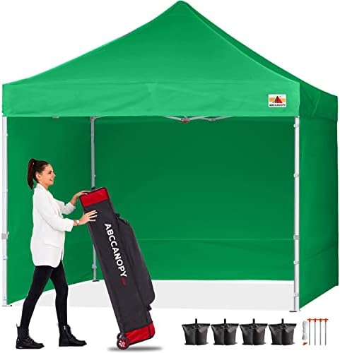 ABCCANOPY Pop Up Gazebo With Side Panels and Door Wall Commercial Shelters Instant Shade And Block Rain, Bonus Upgraded Roller Bag, 4 Weight Bags, Stakes and Ropes (3x6M,Black)