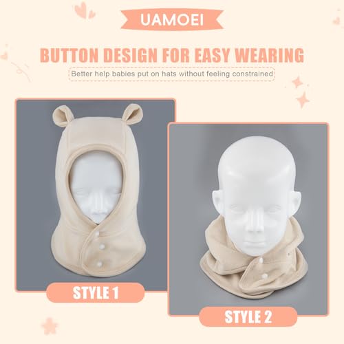 Toddler Winter Hat with Ear Flaps Baby Boy Hats Scarf Girls Balaclava Kids Polar Beanie Bear Neck Warmer3