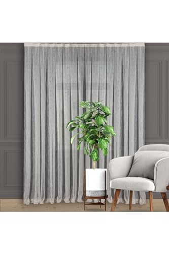 Tül Perde, Deco Perde Düz Şantuk Normal Pile (1'e 2,5 Pile) Kırık Beyaz Kırık Beyaz 430 x 240