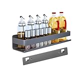 YuShiYan Nail-Free or Drilling Stainless Steel Detachable Floating Wall Mounted Shelf for Kitchen, Bathroom, Baking Paint Process, Corrosion and Rust Resistant, Set of 1 Gray