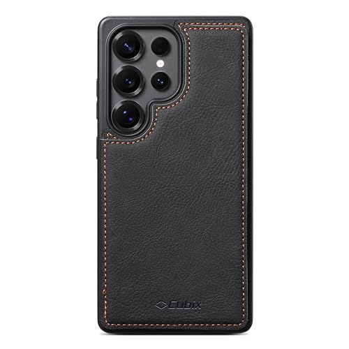 Image of Cubix Wallet Series Back Cover Case for Samsung Galaxy S25 Ultra | PU Leather Card Holder Flip Cover | 2 Card Slots | Slim TPU Shockproof Design | Camera Protection (Black)