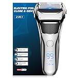 Shavers for Men,Foil Shaver with Floating Blade,100% Waterproof Electric Razor for Men,Precision Beard Trimmer, Rechargeable Electric Shaver 100-Min Cordless,Smart LED,Travel Lock