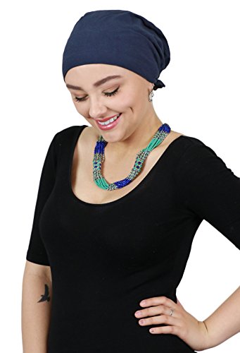 Head Scarf for Women Cancer Headwear Chemo Caps Wraps Head Coverings Navy Blue Cotton Scarves Celeste (Navy Blue)