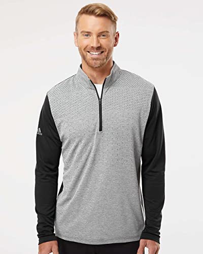 adidas Mens Heather Block Print Quarter-Zip Pullover, M2
