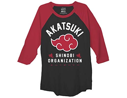 Ripple Junction Naruto - Shippuden Akatsuki Shinobi Organization Adult Baseball Raglan 3/4 Sleeve Medium Black/Red