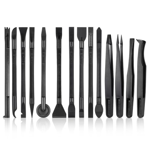 JIYIN 14 Pack Pen-Shaped Scraper Tool, Multipurpose Non-Scratch Cleaning Scraper Plastic Scraper Tool and Tweezers Car Detailing Tools for Clean Small Narrow Gaps to Remove Stickers Labels