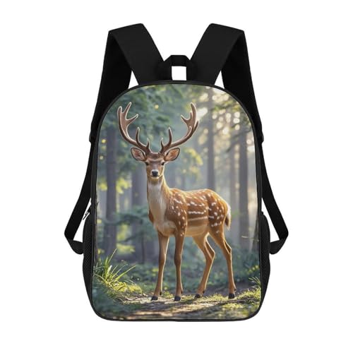 Sika Deer Backpack - Durable 600D Polyester, 17 Inch Backpack with Ergonomic Adjustable Straps, Lightweight Travel Bag for Men & Women