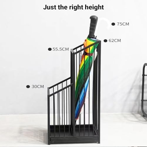Large-Capacity Metal Umbrella Stand - Stylish Black Indoor Holder for Home, Office, and Hotel Entryway Decor (38x26x61cm / 14x10x24in)