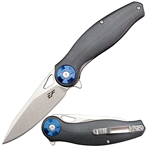 Eafengrow EF76 Ball Bearing Folding Knife for Camping,EDC Tactical Pocket Knife with G10 Handle & D2 Stone-washed Blade - Best Hunting Outdoor Tool (EF76-black)