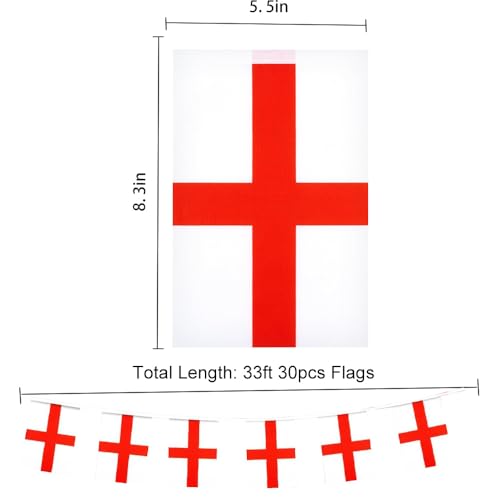 Image of England Flags English String Flag Banners for Patriotic Events Independence Day Sports Bars Inside Outside Decorations 33 Feet 30 Flags