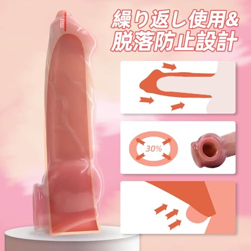 ペニスサック ペニスリング 陰茎袖 シリコン製 極厚 高弾性 男性用 SM ペニス拘束具 大人のおもちゃ - 画像4