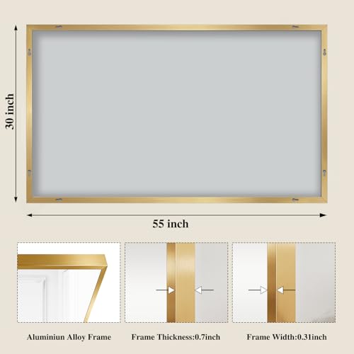Image of Koonmi Gold Mirrors for Wall, 30x55 Inch Bathroom Mirror, Rectangular Wall Mirror for Living Room Bedroom Bathroom, Hangs Horizontally or Vertically