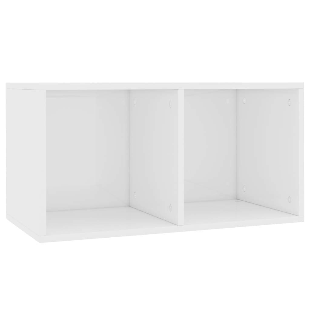 vidaXL Scatola portaoggetti in vinile con 2 scomparti, robusta custodia per registratore in truciolato, collezione scaffale, contenitore per il trasporto, colore: bianco lucido