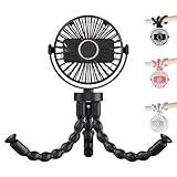 TABKSOLA USB Tragbarer Multi-Szene-Ventilator, Flexibler Lüfter mit Saugnapf & Aufhängefunktion, 3 Geschwindigkeiten & 360° Drehung für Kinderwagen, Tisch, Wand, Auto (schwarz)