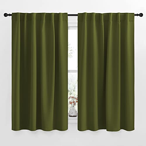 NICETOWN Bedroom Curtains Holiday Christmas Decor - (Olive Green) 52