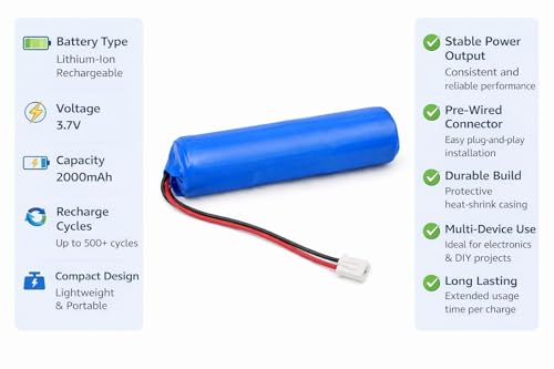 Image of itoc 3.7V 2000mAh Lithium Ion Rechargeable Batteries Pack with BMS | JST XH 2.54 Plug |