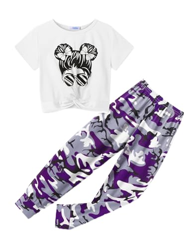 Image of Arshiner Girls Clothing Sets Tie Dye Twist Front Tops & Sweatpants Outfits Sportwear Sweatsuits Tracksuits 4-13 Year