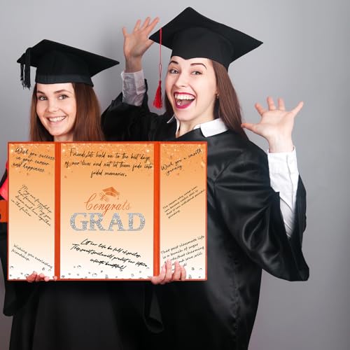 Image of Crenics Orange Graduation Decorations Class of 2026, Creative Graduation Guest Sign in Book Alternative, Congrats Grad Signature Book 18 inch x 12 inch, Awesome Graduation Gift or Keepsake