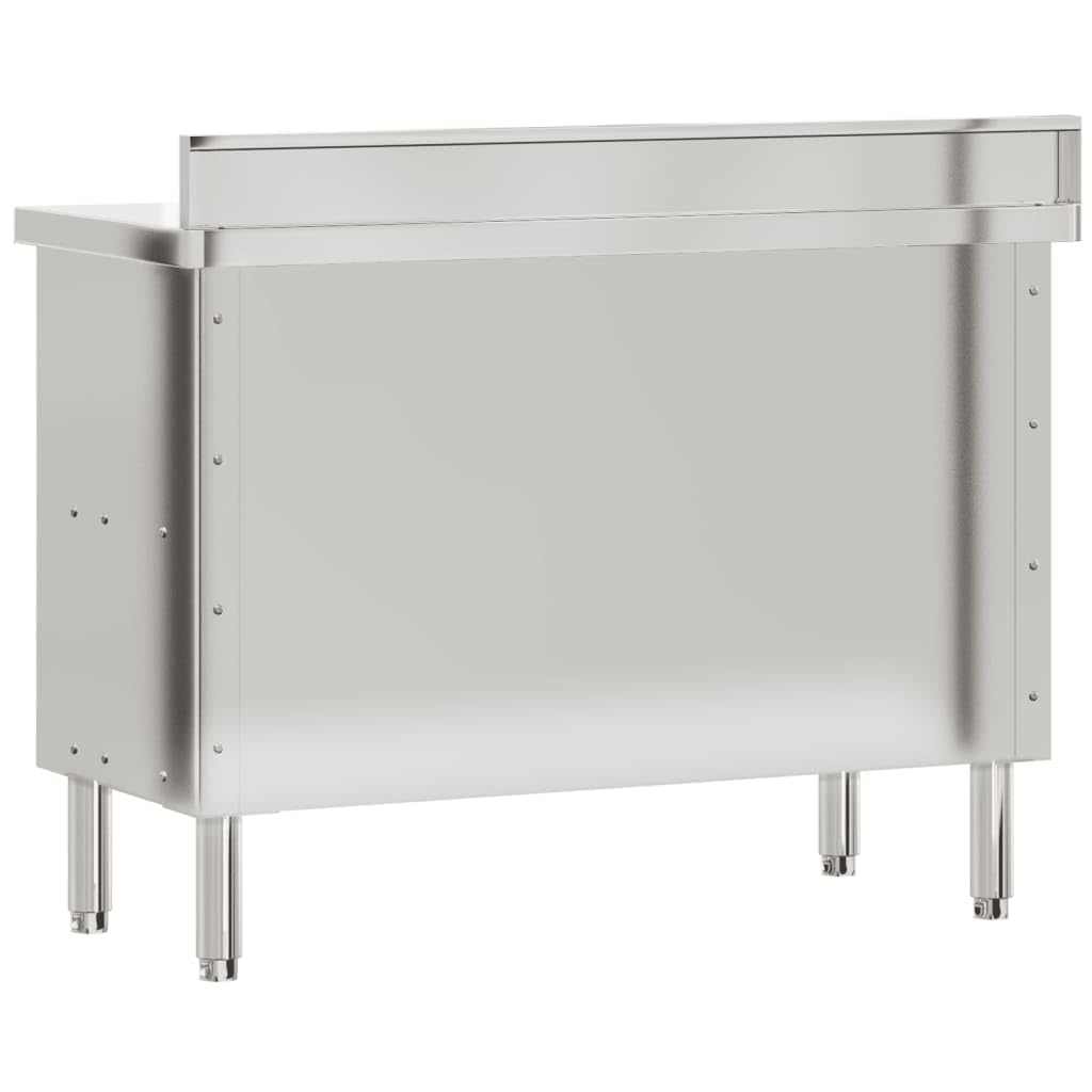 vidaXL Tavolo da Lavoro per Cucina con Ante Scorrevoli in Acciaio Inox