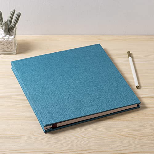 Image of Large Photo Album Self Adhesive for 4x6 5x7 8x10 Pictures Magnetic Scrapbook Album 20 Sheets / 40 Pages Linen Cover DIY Photo Album with A Metallic Pen and and Plastic Board(Sky Blue)