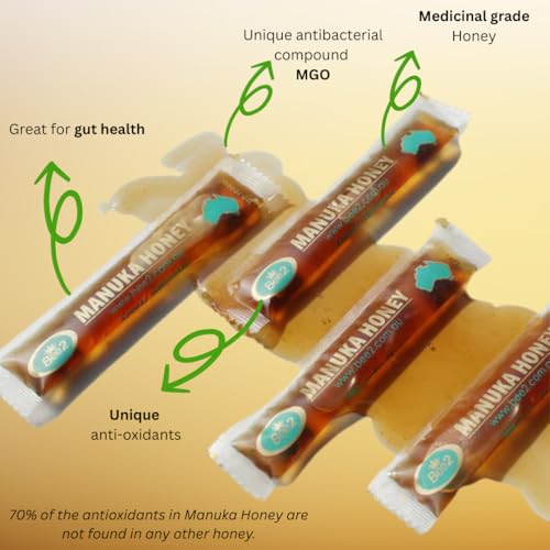 Bee2 Miel Manuka MGO 550+ 0.42oz x 30 pack miniatura 2