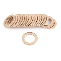 sourcing map 20 Stück Kupferdichtringe 24mm OD16 mm ID 2mm Dick Kupfer Scheibe Flach Öl Halterung Dichtung