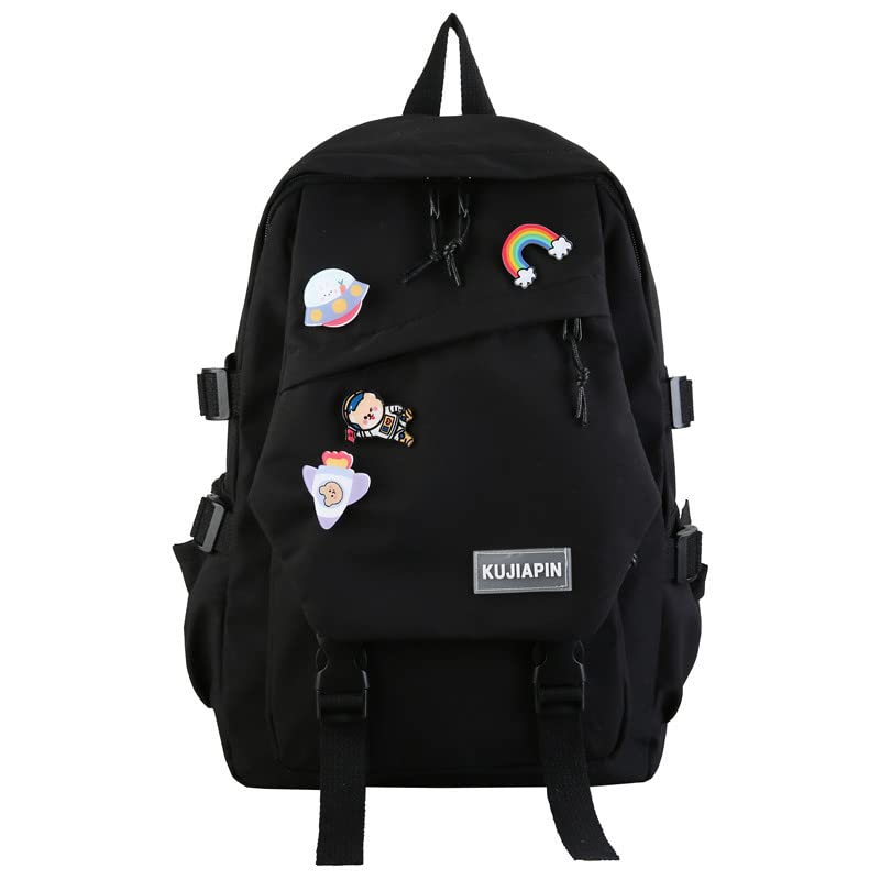 bolsa de mochila para mulheres bolsas de trabalho de viagem moda adolescente garotas bolsas de escola japonesa kawaii(Preto)