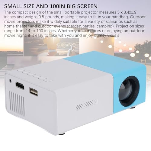 Annadue Tragbarer Projektor, 1080P, Bluetooth, Heimkino-Filmprojektor, Eingebauter Lautsprecher, Automatische Horizontale Trapezkorrektur, Kompatibel mit Telefon, HDMI, USB, AV