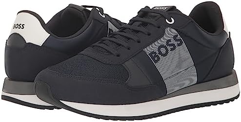 BOSS Men's Retro Inspired Mix Material Run Style Sneaker, Admiral Blue/Slate Grey, 13 | Image 6