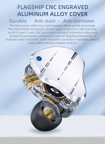 Image of KBEAR KS10 HiFi IEM, 4BA+1DD Hybrid Driver in Ear Monitor, Wired Gaming Earbuds Headphone, Musician in-Ear Earphone with Detachable Cable for Singers, Microphone Optional (Black, Without Mic)