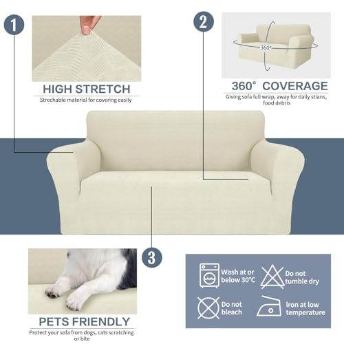 Ystyle Stretch Sofa Überzug 1 Sitzer, Sesselschoner rutschfest Mit Armlehne, Elastische Couch Überzug Jacquard… – Ansicht 4