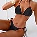 Womens 2026 Triangle Bikini Set Waffle Texture Two Piece Swimsuit Tie Side Bathing Fashion Suit Swimwear Black