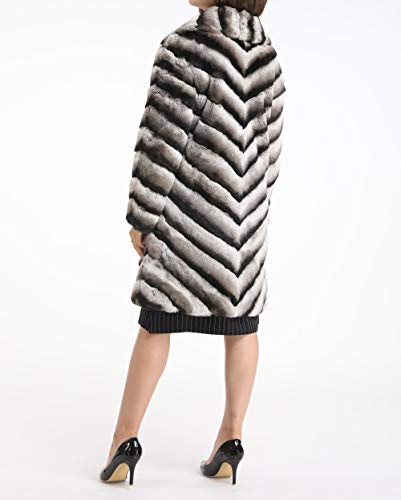 LVCOMEFF Women Genuine Rex Rabbit Fur Long Coat Chinchilla Color Plus Size with Big Collar2