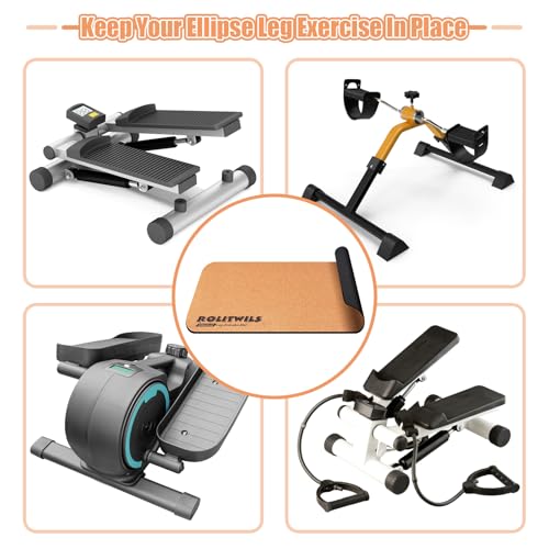 Image of Under Desk Elliptical Mat - Non-Slip Exercise Equipment for Peloton Bike, Small Exercise Mat for Desk Workout Equipment, Premium Cork Surface