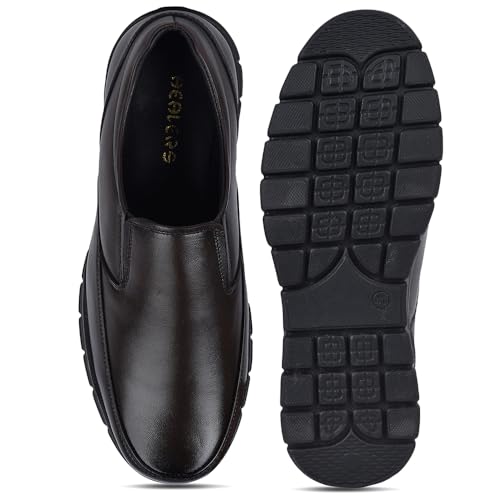 Image of Liberty Fortune HML-90E Formal Shoes for Men - Black & Brown Genuine Leather Slip-On Moccasins | Cushioned Leather Insole, Office, Boardroom, Wedding, Interview, Festive & Formal Dress Shoes