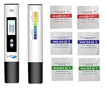 IONIX Ph Meter with 6 Buffers | ph Meter for Water Testing | ph Meter | ph Meter for Water Testing | High Accuracy with 0.00-14.00ph ph Tester Temperature and Water Quality Test, Swimming Pool with 6 Buffer Powders