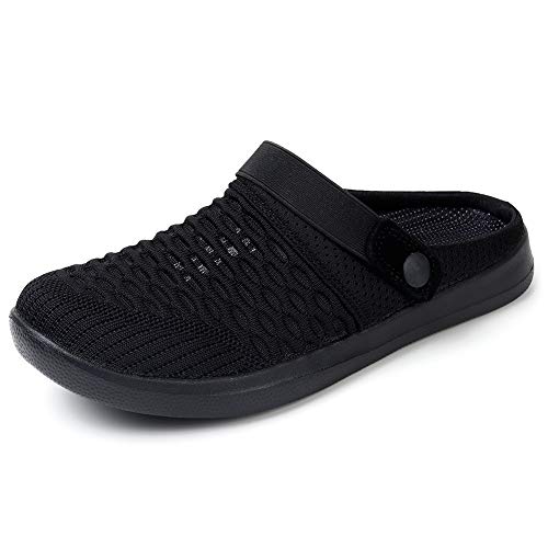 HKR Clogs Damen Atmungsaktiv Hausschuhe rutschfest Gartenschuhe Freizeit Sandalen Schwarz/EU 39