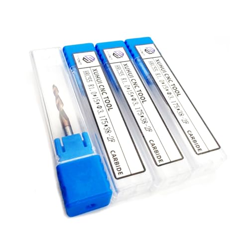 Image of HRC55 2Flutes Tungsten Solid Carbide Tapered Ball Nose Carving End Mill 1 /8 inch inches Shank 2D 3D Woodworking Tool CNC Router Bits CNC end Mill with TiAIN (4pcs, Radius=1.0mm)
