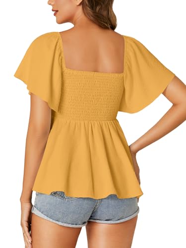 Image of LYANER Women's Square Neck Cute Peplum Top