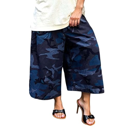 Pantalones de senderismo holgados y pantalones piratas de camuflaje de mujer