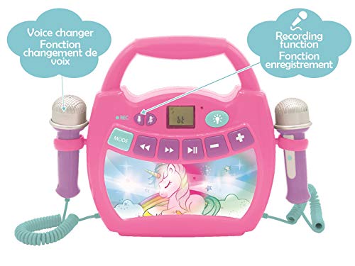 LEXIBOOK, Unicorn, Portable karaoke digital player for kids Microphones, Light effects, Bluetooth® - Image 4