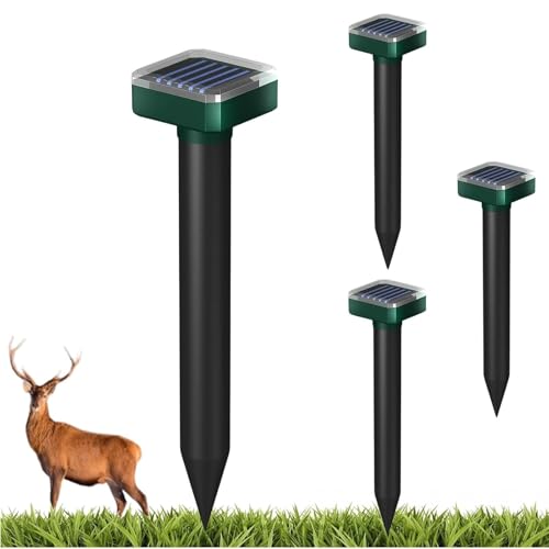 Personaliza lo que necesitas Dispositivo repelente sónico de ciervos y conejos, alimentado por energía solar, disuasorio de animales impermeable para jardín, patio y plantas (4)