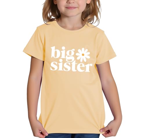 Image of Big Sister Shirt Baby Girl Announcement Toddler Shirts Sibling Reveal Short Sleeve Cute Tee