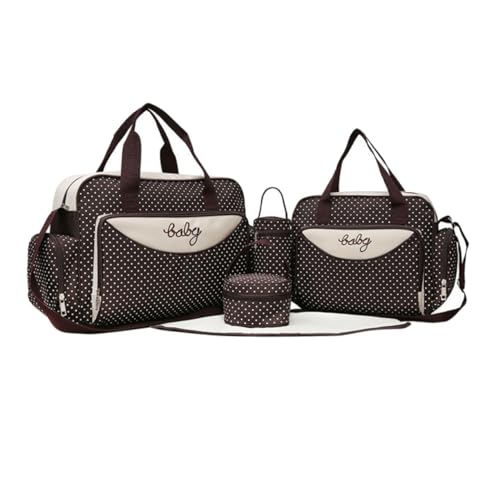 Paquet fourre-tout pour maman à pois et sac à langer multifonction 5 pièces café