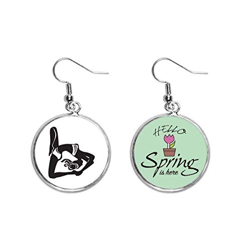 Pendientes de yoga para mujer en plata con colgante de silueta deportiva