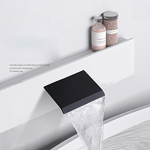 Pommeau de douche pluie encastrable noir mat avec mitigeur cascade