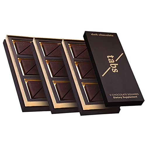 Tabs Chocolate Squares for Couples (3 Boxes) - Dark Chocolate Bar to Improve Mood - Vegetarian, Gluten-Free for Men & Women